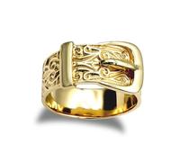 Jewelco London Men's Solid 9ct Yellow Gold Single Buckle Ring