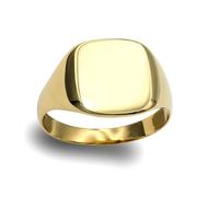 (U) Jewelco London Men's Solid 9ct Yellow Gold Square Cushion Signet Ring