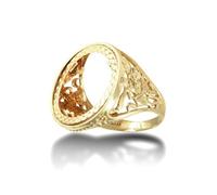 Jewelco London Men's Solid 9ct Yellow Gold St George Dragon Slayer Half Sovereign Mount Ring