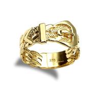 Jewelco London Men's Solid 9ct Yellow Gold Wavy Twin Plaited Single Buckle Ring