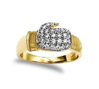 Jewelco London Men's Solid 9ct Yellow Gold White Round Brilliant Cubic Zirconia Pave Boxing Glove Novelty Ring