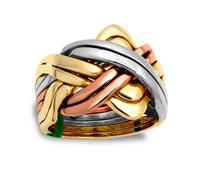 Jewelco London Men's Solid 9ct Yellow White and Rose Gold 8 Piece Puzzle Ring
