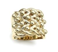 Jewelco London Men's Solid Gold-plated Silver 4 Row King George III Keeper Guard Rope Edge Ring - Size Z