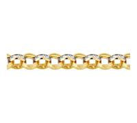 Jewelco London Men's Solid Gold-plated Silver Gold White CZ Engraved Cast Belcher 13.5mm Gauge Chain Necklace