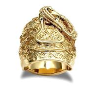 Jewelco London Men's Solid Gold-plated Silver Horse Saddle Rope Ring