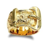 Jewelco London Men's Solid Gold-plated Silver Single Buckle Ring