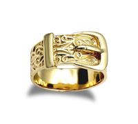 Jewelco London Men's Solid Hallmarked Gold-plated 925 Sterling Silver Single Buckle Ring 10mm