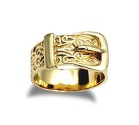 Jewelco London Men's Solid Hallmarked Gold-plated 925 Sterling Silver Single Buckle Ring 10mm