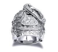 Jewelco London Men's Solid Rhodium-plated Silver Horse Saddle Rope Ring