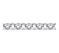Jewelco London Men's Solid Rhodium-plated Silver Rhodium White CZ Engraved Cast Belcher 13.5mm Gauge Chain Necklace