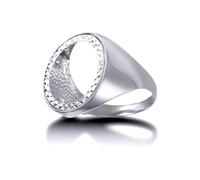 Jewelco London Men's Solid Sterling Silver Domed Polished Half Sovereign Mount Ring