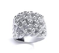 Jewelco London Mens Sterling Silver Rope Edge 5 Row King George III Keeper Guard Signet Ring