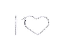 Jewelco London Platinum Plated Sterling Silver Twisted Ribbon Love Heart Hoop Earrings 27 x 34mm 1.7mm - ER169