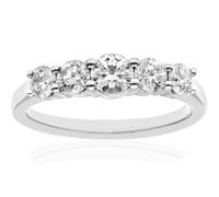 Jewelco London Platinum Round 1ct Diamond Graduated 5 Stone Eternity Ring 5mm - Size N