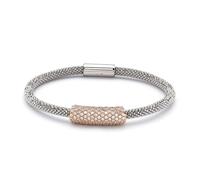 Jewelco London Rhodium Coated Sterling Silver Cubic Zirconia Popcorn Bracelet - Popcorn-Lite - ABB090