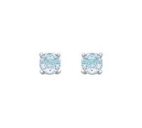 Jewelco London Rhodium Plated Sterling Silver Blue Octagon CZ Magic Rose Two-Tone Stud Earrings - EAG1305-SB