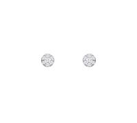 Jewelco London Rhodium Plated Sterling Silver CZ 7-Stone Daisy Cluster Round Disc Stud Earrings - EAG1461