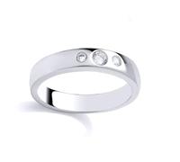 Jewelco London Rhodium Plated Sterling Silver CZ Invisible Set Graduated Bubble Band Trilogy Ring