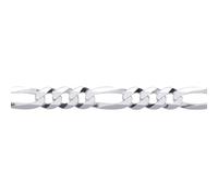 Jewelco London Rhodium Plated Sterling Silver Diamond-cut 3+1 Figaro Chain Necklace 7mm