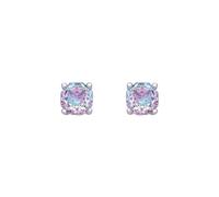 Jewelco London Rhodium Plated Sterling Silver Lilac Octagon CZ Magic Rose Two-Tone Stud Earrings - EAG1305-LB
