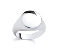 Jewelco London Rhodium Plated Sterling Silver Polished Round Head Chunky Signet Ring - Size M