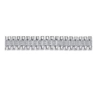 Jewelco London Rhodium Plated Sterling Silver Round Cubic Zirconia Watch Link Bar Bracelet 12mm 7.5 inch - ABB165A-7.5