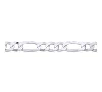 Jewelco London Rhodium Plated Sterling Silver Traditional Diamond-Cut Figaro Chain Link Bracelet - GVCH65-8.5