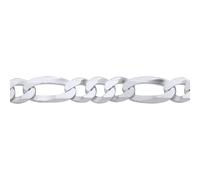 Jewelco London Rhodium Plated Sterling Silver Traditional Diamond-Cut Figaro Chain Link Bracelet - GVCH66-7.5