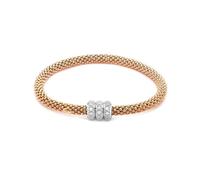 Jewelco London Rhodium & Rose Coated Sterling Silver CZ Popcorn Beaded Magnetic Popcorn Bracelet - ABB111B