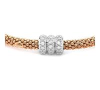 Jewelco London Rhodium & Rose Coated Sterling Silver CZ Popcorn Beaded Magnetic Popcorn Necklace - ABB111B-N