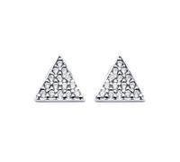 Jewelco London Rhodium Silver Round CZ Racked Snooker Balls Triangles Stud Earrings