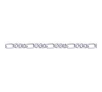 Jewelco London Rhodium Sterling Silver Diamond-cut 3 Plus 1 Link Figaro Chain Necklace