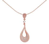 Jewelco London Rose Gold-Plated Sterling Silver Cubic Zirconia Open Flame Tears of Joy Pendant Necklace - GVP235