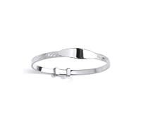 Jewelco London Silver Expanding Oval ID Plate Bangle Floral Design Engraving (55mm) Jewelco London Silver One Size