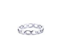 Jewelco London Silver Round CZ Station Oval Link Chain Ring | Size: Medium Jewelco London Silver M