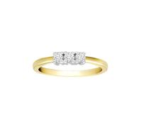 Jewelco London Solid 18ct 2 Colour Gold 4 Claw Round G SI1 0.25ct Diamond 3 Stone Uniform Trilogy Ring 3.5mm - Size T