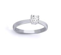 Jewelco London Solid 18ct White Gold 4 Claw Set Round 0.25ct D/VS Lab Grown Diamond Solitaire Engagement Ring 4mm - Size N