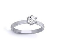 Jewelco London Solid 18ct White Gold 6 Claw Set Round 0.25ct D/VS Lab Grown Diamond Solitaire Engagement Ring 5mm