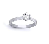 Jewelco London Solid 18ct White Gold 6 Claw Set Round 2ct D/VS Lab Grown Diamond Solitaire Engagement Ring - Size P