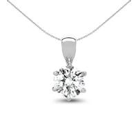 Jewelco London Solid 18ct White Gold 6 Claw Set Round G SI1 0.25ct Diamond Classic Solo Solitaire Pendant - 18P007-025