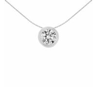 Jewelco London Solid 18ct White Gold Rub Over Set Round 0.25ct D/VS Lab Grown Diamond Donut Slider Charm Solitaire Pendant