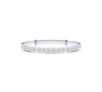 Jewelco London Solid 925 Sterling Silver Nursery Teddy Bear Pattern 3mm Expanding Baby Bangle Bracelet