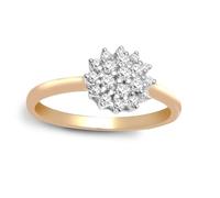 Jewelco London Solid 9ct Gold Cluster Set Round H I2 0.27ct Diamond Larged Domed Classic Cluster Ring 8mm