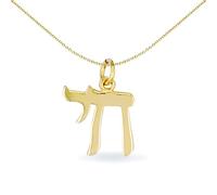 Jewelco London Solid 9ct Gold Hebrew Chai Life Charm Pendant Jewelco London Gold One Size