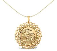Jewelco London Solid 9ct Gold Loop Spiral Frame St George & Dragon Medallion Pendant (Full Sov Size)