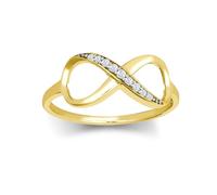 (P) Jewelco London Ladies Solid 9ct Yellow Gold White Round Brilliant Cubic Zirconia Figure 8 Infinity Symbol 8mm Eternity Ring - JRN567