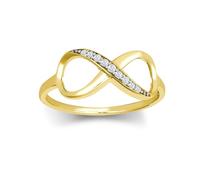 Jewelco London Solid 9ct Gold White Round Brilliant Cubic Zirconia Figure 8 Infinity Symbol 8mm Eternity Ring - Size Q