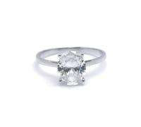 Jewelco London Solid 9ct White Gold White Oval CZ Minimalist Solitaire Travel & Proposal Ring 7x9mm 2.00CTS