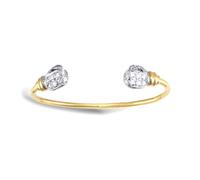 Jewelco London Solid 9ct Yellow and White Gold White Round Brilliant Cubic Zirconia Boxing Glove Torque Baby Bangle Bracelet - JKB071