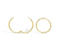Jewelco London Solid 9ct Yellow Gold Hinged Sleeper 1mm Hoop Earrings 12mm - JER649A